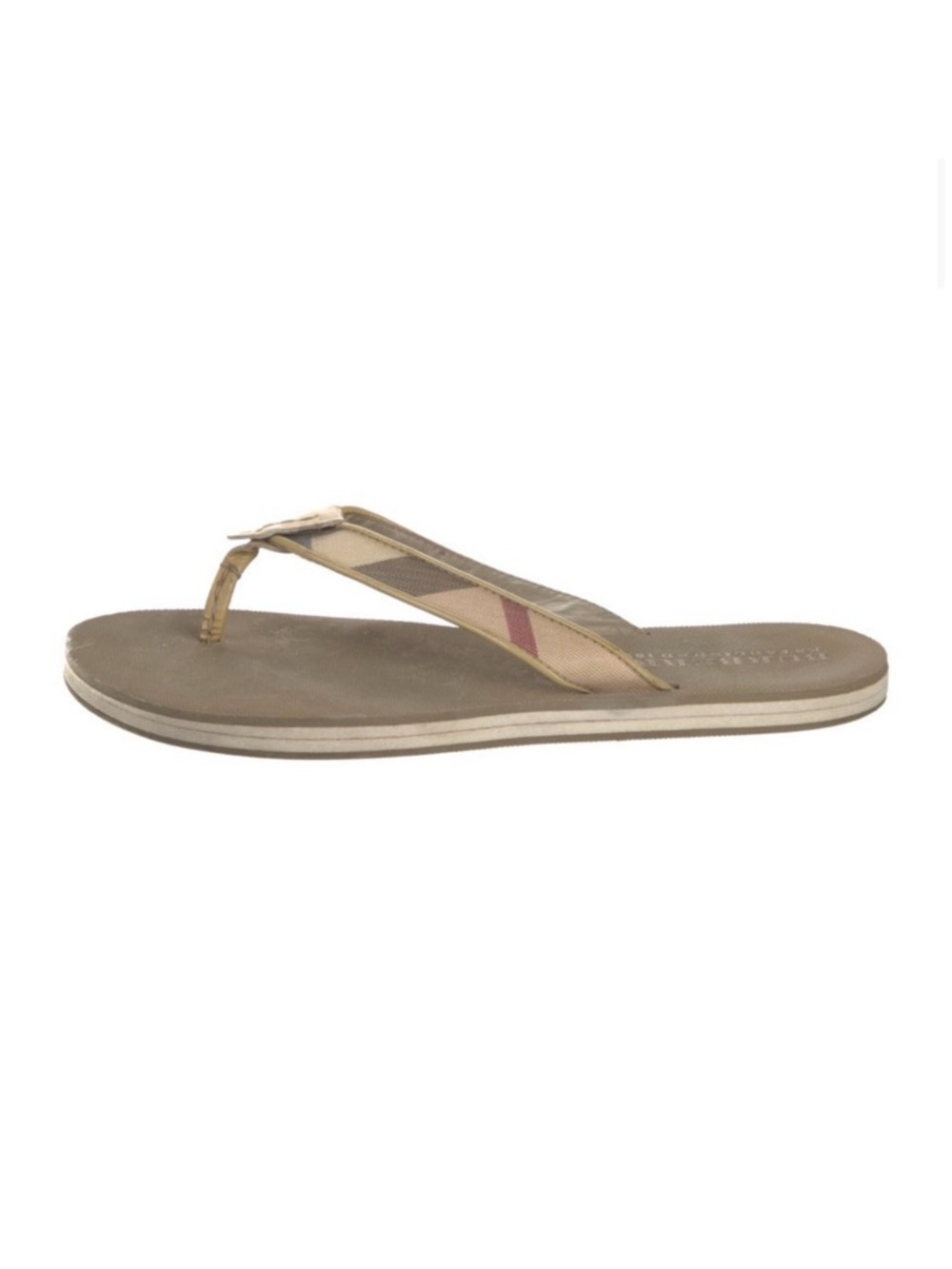 Burberry Flip Flops Plaid Nova Check Printed Neutrals 38 8 Authentic